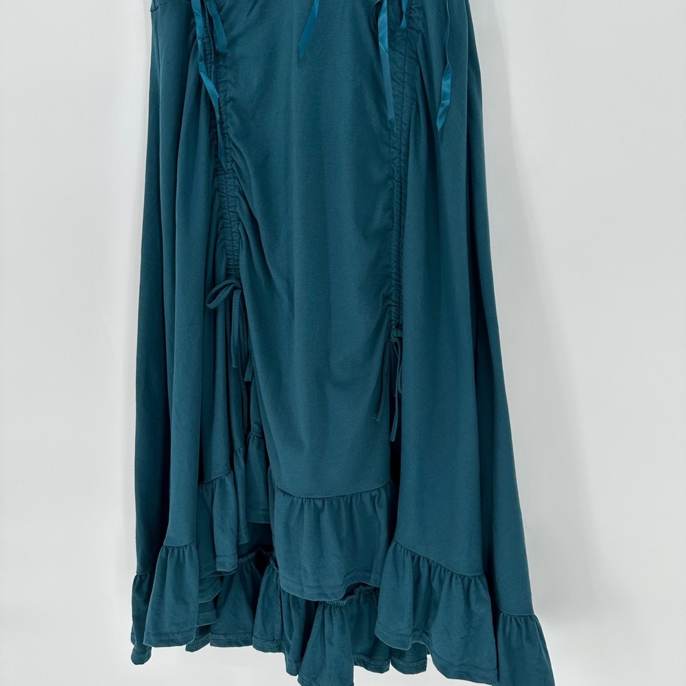 NEW Scarlet Darkness Steampunk Lace Drawstring‎ High Low Blue Dress M Whimsygoth - Picture 6 of 9